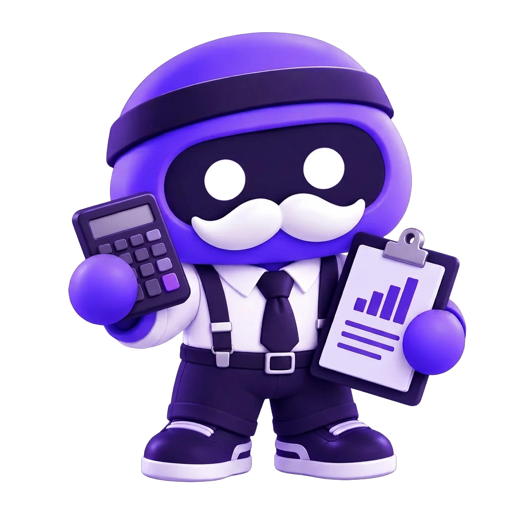 Mascote contador da solução Burple para escritórios de contabilidade